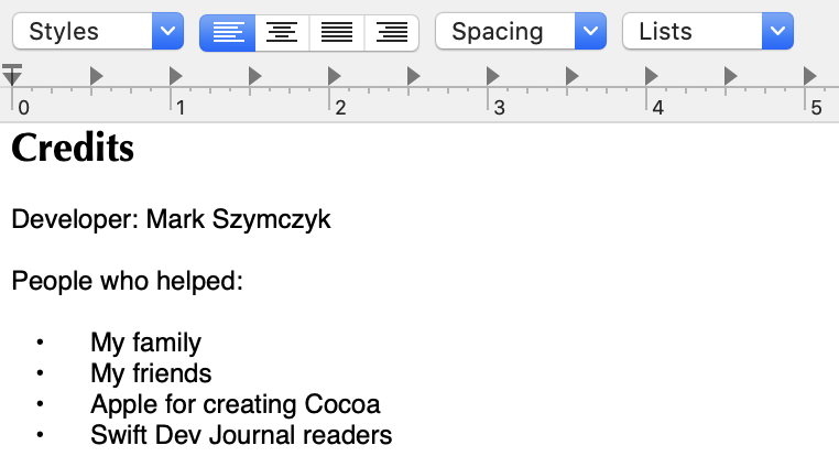credits example