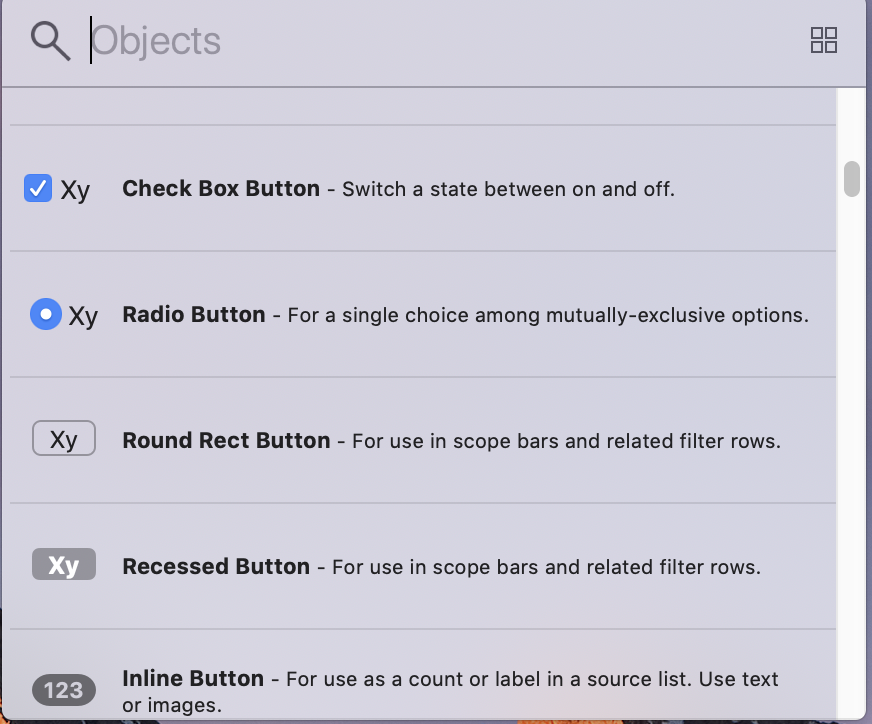 object library window