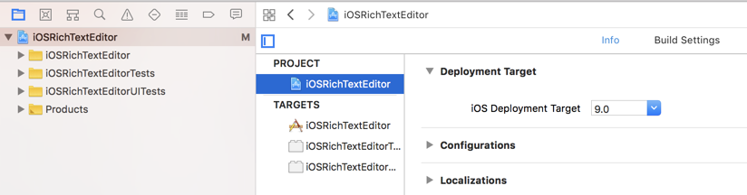 set iOS deployment target